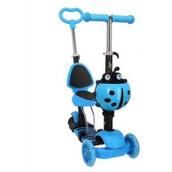 Mini Scooter - Zadel Step Met 3 Wielen - Driewieler - Met Duwstang - LED Wielen - Blauw