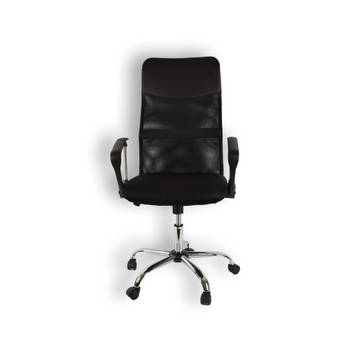 Stijlvolle en Comfortabele Ergonomische Bureaustoel - Zwart - Max gewicht 130KG - Verstelbaar en Design met Eco-lederen