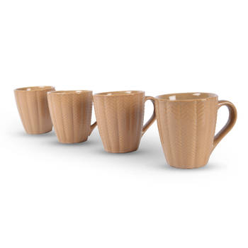 4x Luxe Keramische Beker Set - Koffie- en Theebekers, 200ml Capaciteit, Beige Kleur