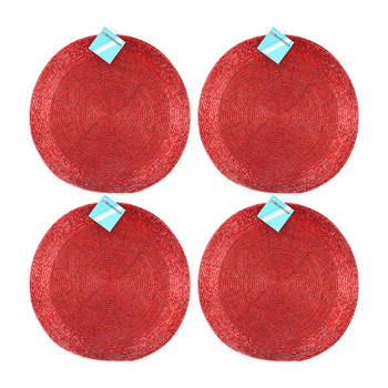 Exclusive Collection of 4 Luxurious Red Placemats Round Polyester Ø31cm 5mm Thick Thermal Protection Ideal