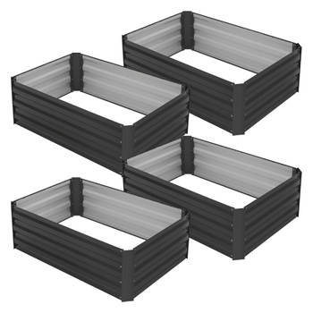 ML-Design Set van 4 verhoogde tuinbedden van metaal voor in de tuin, 90x60x30 cm, 150 liter, antraciet, weerbestendig,