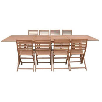 Tuinset 8 tot 12 personen - Uitschuifbare tafel 200/250/300 x 100 cm + 6 stoelen - FSC Eucalyptushout