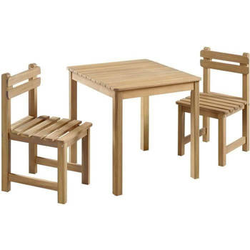 Tuinset voor kinderen - vierkante tafel 65x65cm en 2 stoelen - Houten - Voor kinderen
