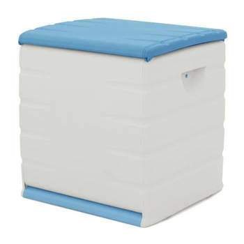 PLASTIKEN Afsluitbare kist met wielen - 190 L - Functioneel en esthetisch - Beige en blauw