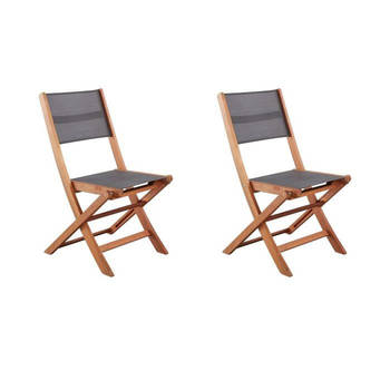 Set van 2 FSC en textilene acacia houten stoelen - Grijs