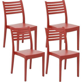 Set van 4 Olimpia Areta Garden stoelen - 52 x 46 x H 86 cm - Rood