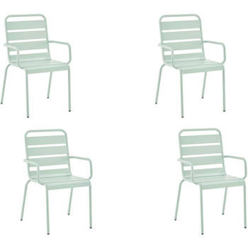 Set van 4 tuin fauteuils - staal - Celadon Green