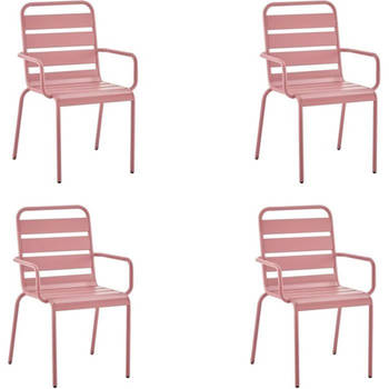 Set van 4 tuinfauteuils - Staal - Roze - IRONFT4RZ - 43 x 58 x 86 cm