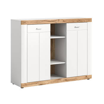 Laredo dressoir 2 deuren, 2 planken mat wit,eik decor,wit.