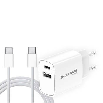 Caliber USB C Adapter - 20W Samsung Oplader - met 1.5 meter Kabel - Geschikt voor Samsung - Apple iPhone 15 - Apple