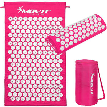 MOVIT® Acupressuurmat met Kussen - Shakti mat - Spijkermat - 75 x 44 cm - Roze