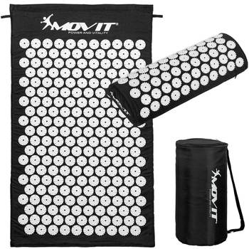 MOVIT® Acupressuurmat met Kussen - Shakti mat - Spijkermat - 75 x 44 cm - Zwart