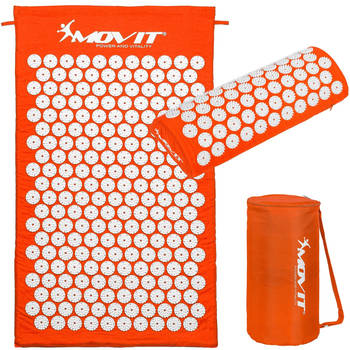MOVIT® Acupressuurmat met Kussen - Shakti mat - Spijkermat - 75 x 44 cm - Oranje