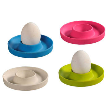 4x Melamine gekleurde eierdoppen 10 x 2 cm rond - Eierdopjes