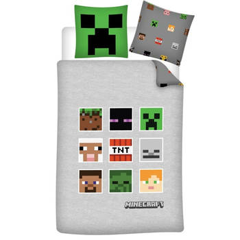 Minecraft Dekbedovertrek, Pixel - Eenpersoons - 140 x 200 - Polyester