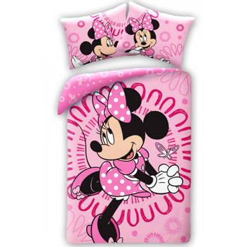 Disney Minnie Mouse Dekbedovertrek Roze- Eenpersoons - 140 x 200 cm - Katoen