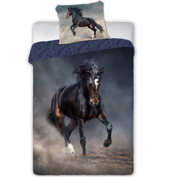 Animal Pictures Dekbedovertrek Zwart Paard - Eenpersoons - 140 x 200 cm - Katoen