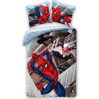 SpiderMan Dekbedovertrek City - Eenpersoons - 140 x 200 cm - Katoen