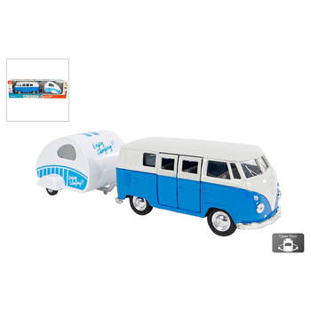Welly VW T1 1963 met caravan 21cm blauw