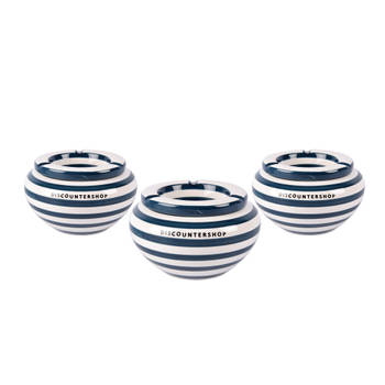 3 Stuks Blauwe Pottery Asbakken van Hoogwaardige Kwaliteit - Voor Zowel Binnen als Buiten - Gewicht: 1695g - Hoogte: