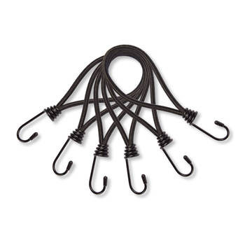 6 stuks Mini Snelbinder Spanelastiek met haak solide en stevig zwart Spinbinder Sjorbanden 20cm length