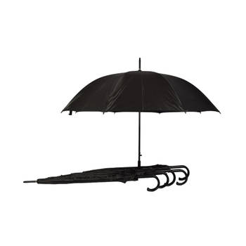 Set van Zwarte Opvouwbare Paraplu's - 6x Automatisch Openend - Diameter 115cm - Stevige Constructie
