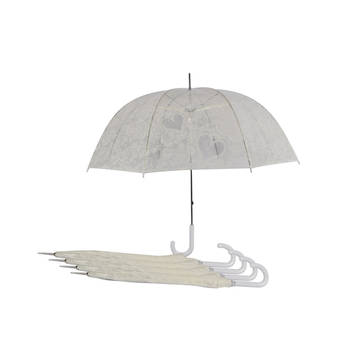 5 Elegante Trouwparaplu's - Ø95 cm - Stevige, Transparante en Opvouwbare Paraplu's - Unisex - Wit en Transparant