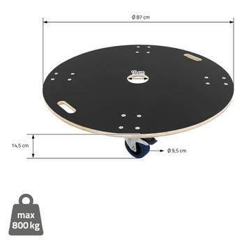 Transportwagen Meubelwagen rond met parkeerrem Ø 87 cm belastbaar tot 800 kg