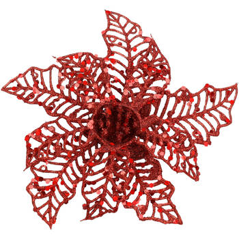 Poinsettia op clip rood