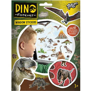 Totum Auto raamstickers - 45 stuks - dinosaurus thema - voor kinderen - Raamstickers