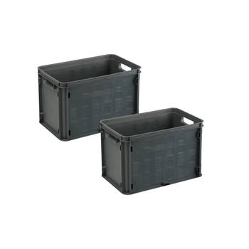 Square gesloten krat 26L antraciet - Set van 2