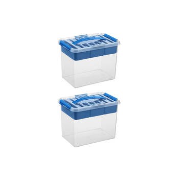Q-line opbergbox met inzet 9L blauw - Set van 2