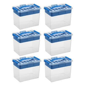 Q-line opbergbox met inzet 9L blauw - Set van 6
