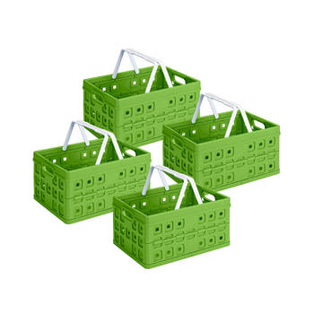 Square vouwkrat met handgreep 32L groen - Set van 4