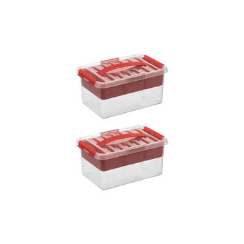 Q-line opbergbox met inzet 6L rood - Set van 2