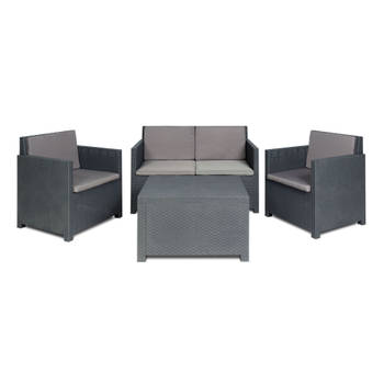Toomax Aurelia loungeset - 4 zitplaatsen en een tafel - antraciet
