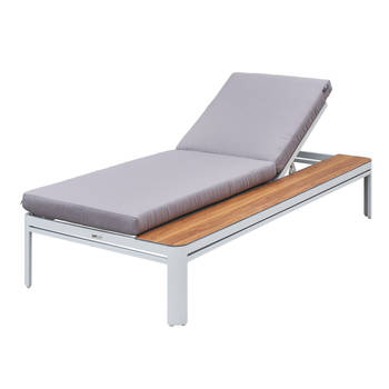 AXI Kira Ligbed met tafel in Hout Look / Grijs Lounger met Aluminium frame verstelbaar in 5 standen