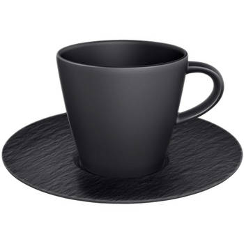 Villeroy & Boch Koffiekop en -schotel Manufacture Rock - Zwart - 160 ml