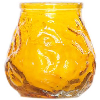 1x Gele tafelkaarsen in glazen houders 7 cm brandduur 17 uur - Waxinelichtjes
