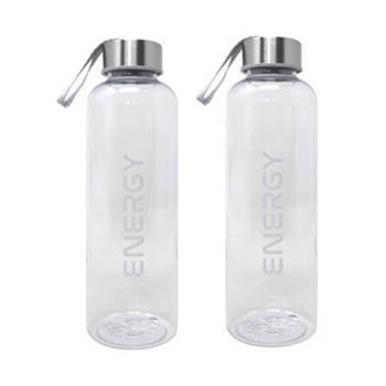 Concorde Drinkfles/waterfles/bidon - 2x - 570 ml - energy - wit - kunststof - Drinkflessen