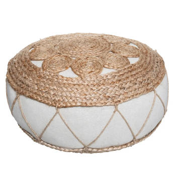 Atmosphera Vloerkussen Rituals - beige - jute/katoen - 43 x 18 cm - Extra dik rond grond zitkussen - Vloerkussens