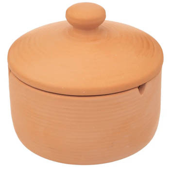 Atmosphera Asbak met stijlvolle deksel - Terracotta - D13 cm - steenrood - voor binnen/balkon/serre - Asbakken