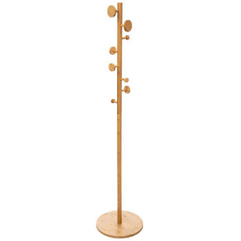 5Five - kapstok - lichtbruin - bamboe - staand -8 haken op verschillende hoogtes - 175 cm - Kapstokken