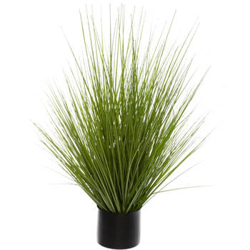 Atmosphera siergras kunstplant - grasplant sprieten - donkergroen - H74 cm - in pot - pvc - Kunstplanten