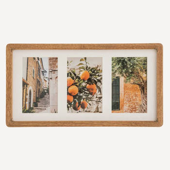 Atmosphera Collage fotolijst voor 3x foto - voor 10 x 15 cm fotos - Mango hout - beige - 40 x 21 cm - Fotolijsten