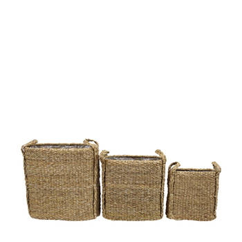 DKNC - Manden Elza - zeegras met plastic - 38x19x38cm - Set van 3 - Natuurlijk