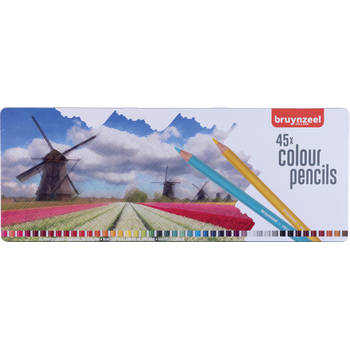Bruynzeel kleurpotloden 'Molen', doos met 45 potloden in geassorteerde kleuren