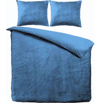 Zavelo Dekbedovertrek Velvet Comfort Petrol Blauw-Lits-jumeaux (240 x 200/220 cm)