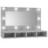 The Living Store Spiegelkast LED Grijs Sonoma Eiken - 90x31.5x62cm