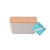 Handige Opbergdoos met Deksel - Opbergbox - Cracker Bewaardoos - Beige - 13 cm x 8 cm x 7 cm - Hout, Plastic, Rubber -